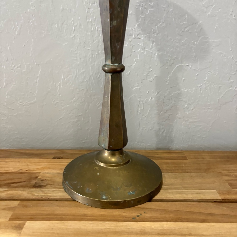 Vintage Brass Mid-Century Modern Candlestick Holder — Made in Hong Kong, 13.25” - Picture 9 of 9
